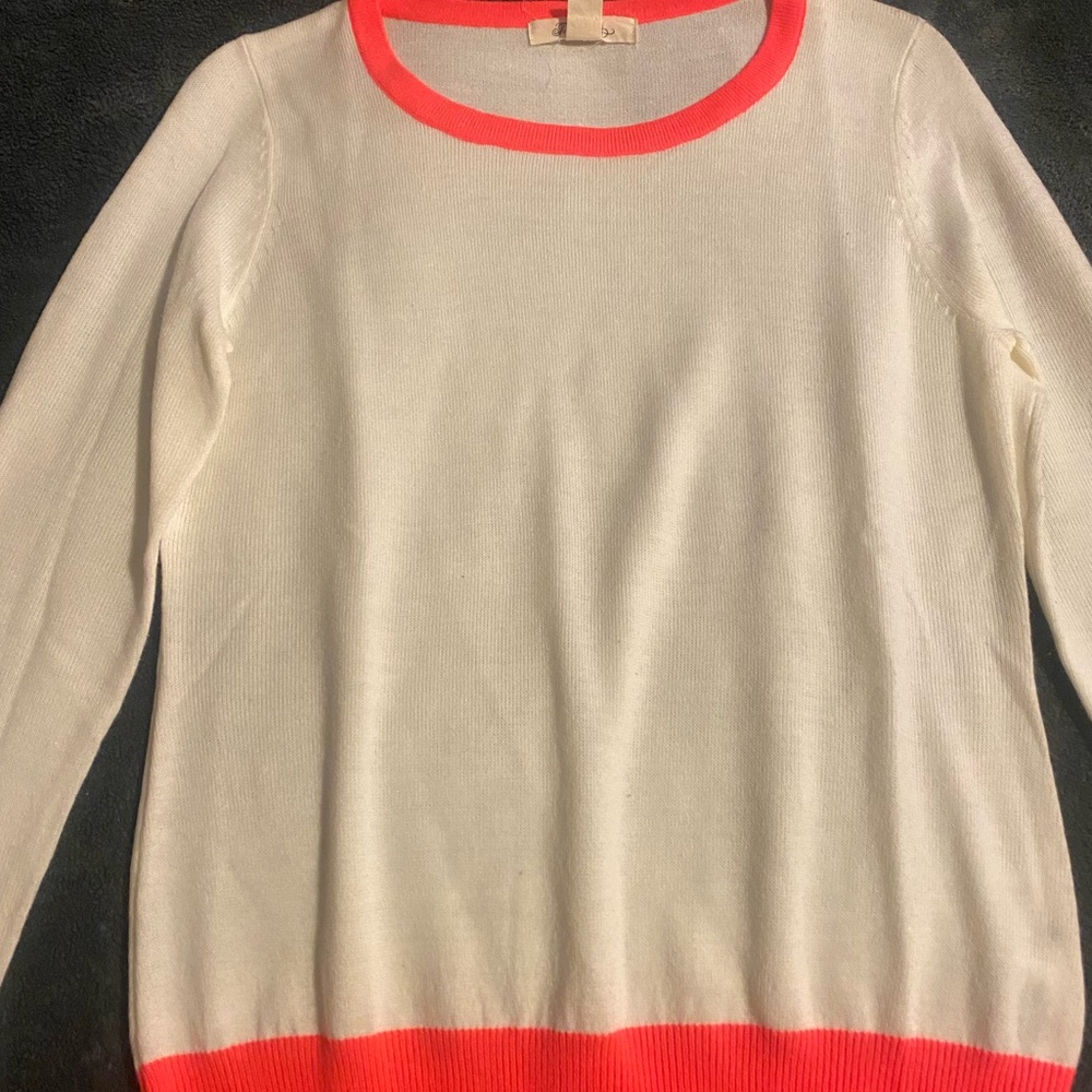 Forever 21 Cream and Pink Crew Neck Sweater